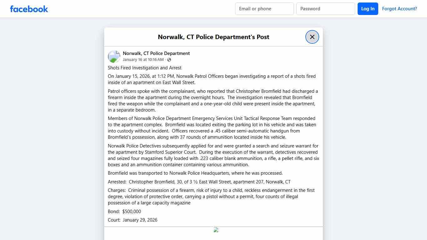 Shots Fired Investigation... - Norwalk, CT Police Department Facebook