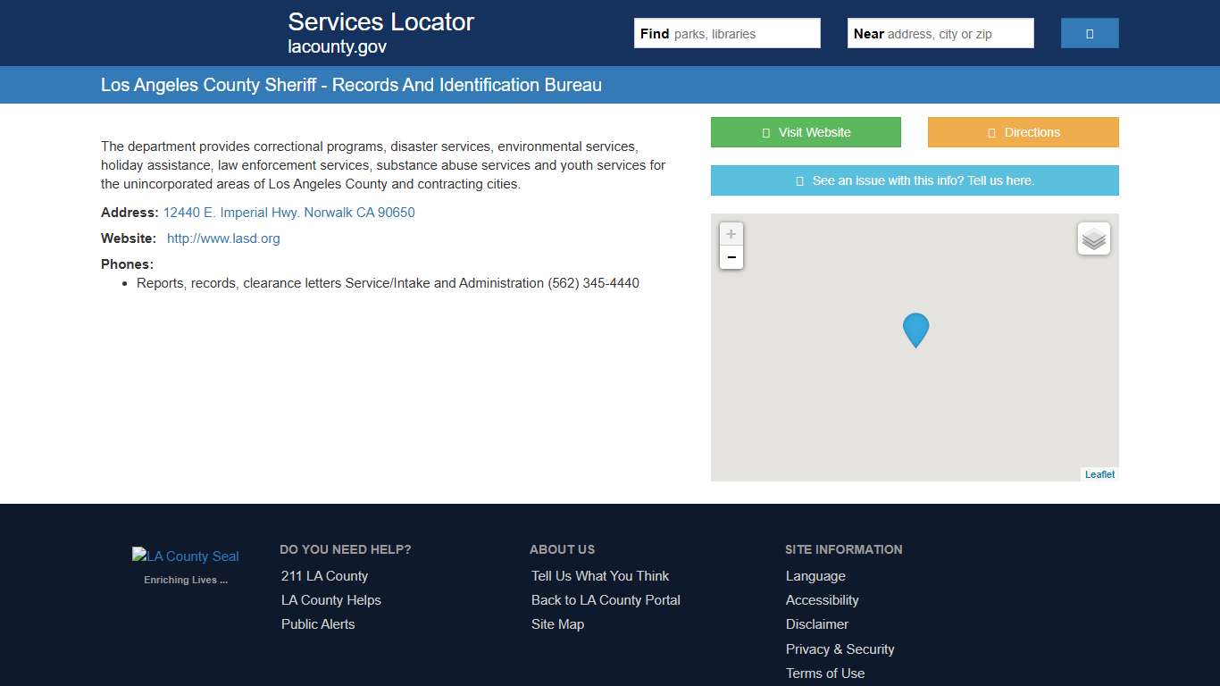 Los Angeles County Sheriff - Records And Identification Bureau